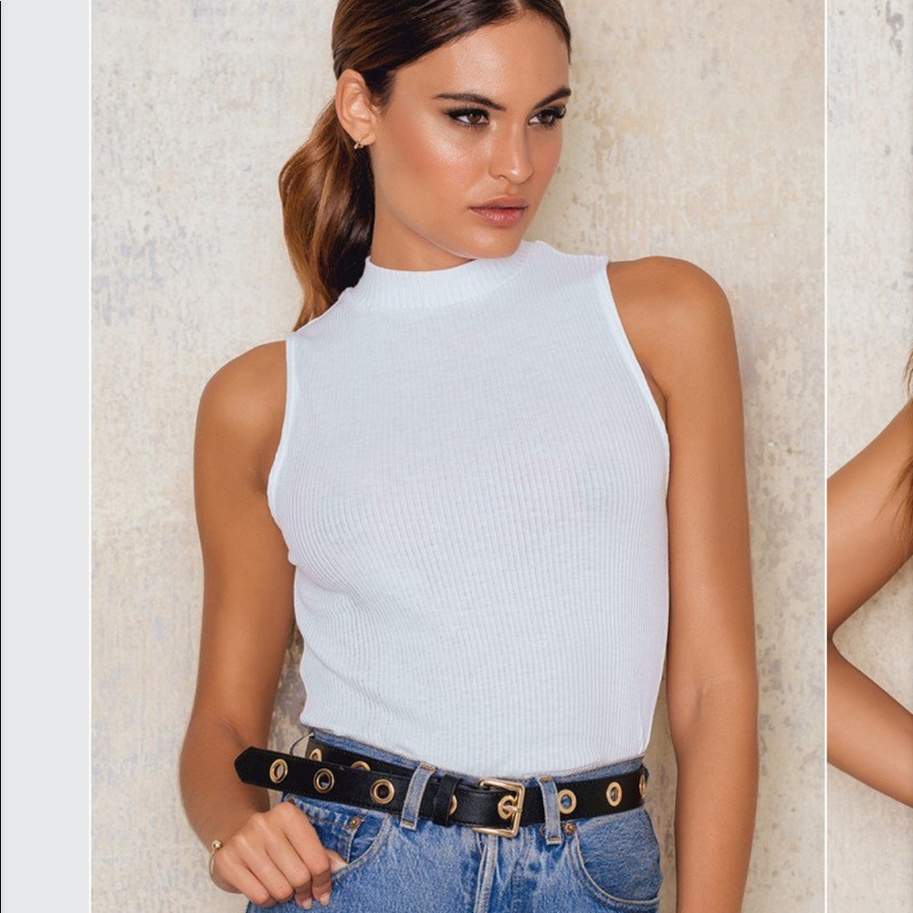 RIB JERSEY TANK TOP WHITE